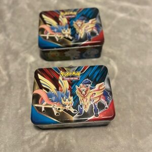 Pokemon Collectible Tins with Blue and Red Highlights